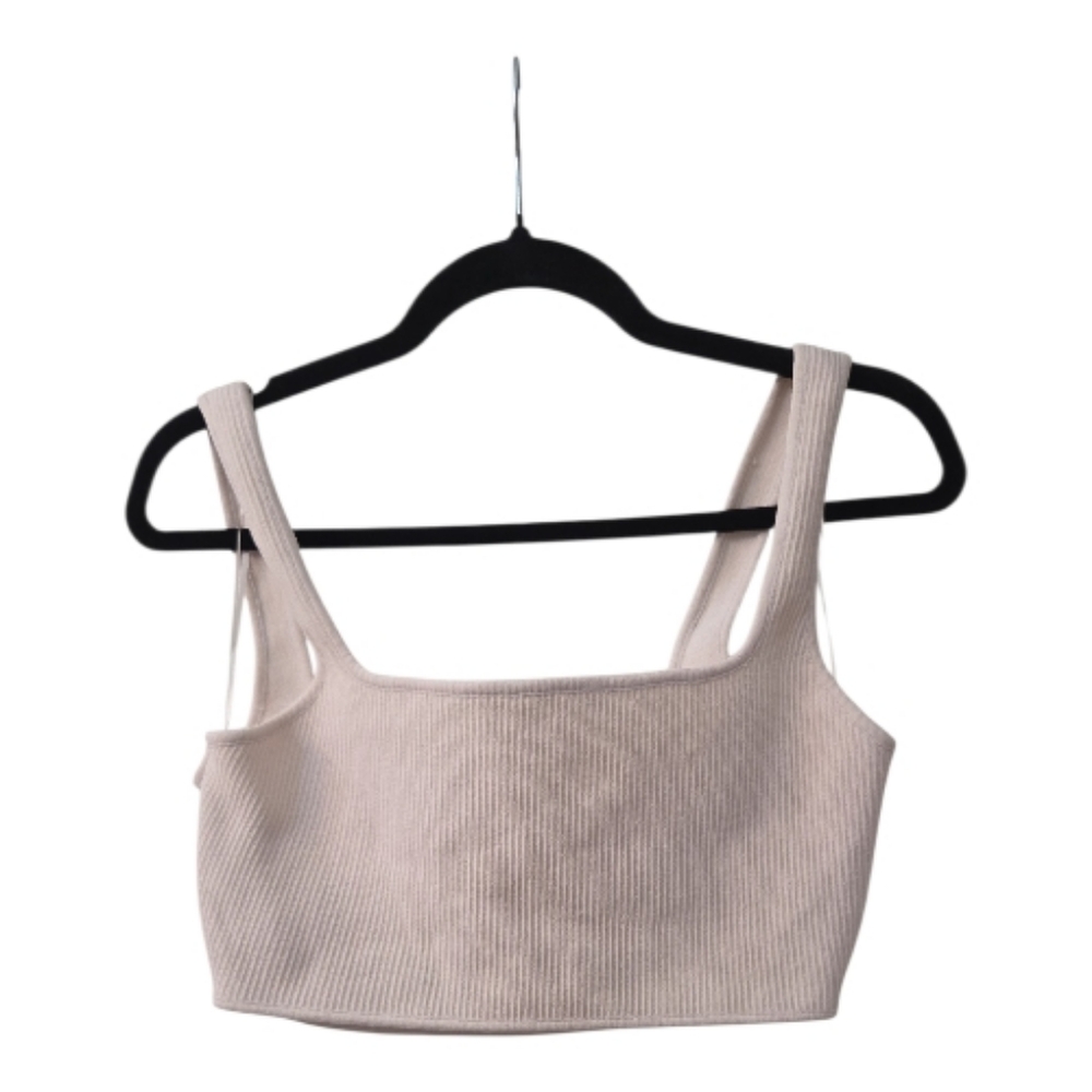 Kendall and Kylie Cream Ribbed Crop Tank Top XS